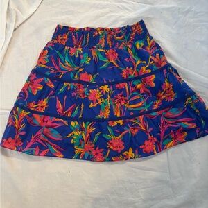 J. Crew Floral Blue Tropical Mini Skirt Sz M